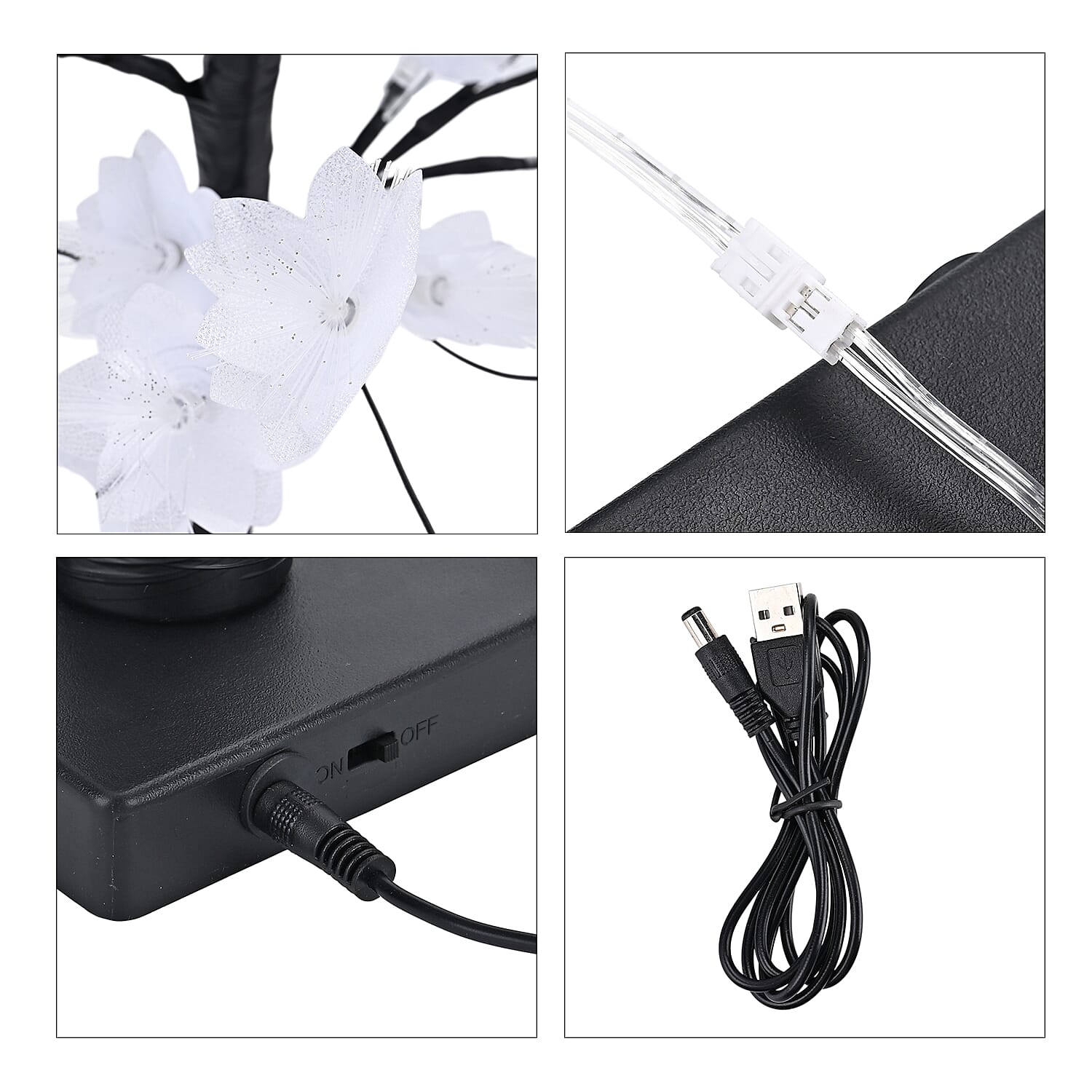 Warm Light Maple Tree with Timer - USB - White