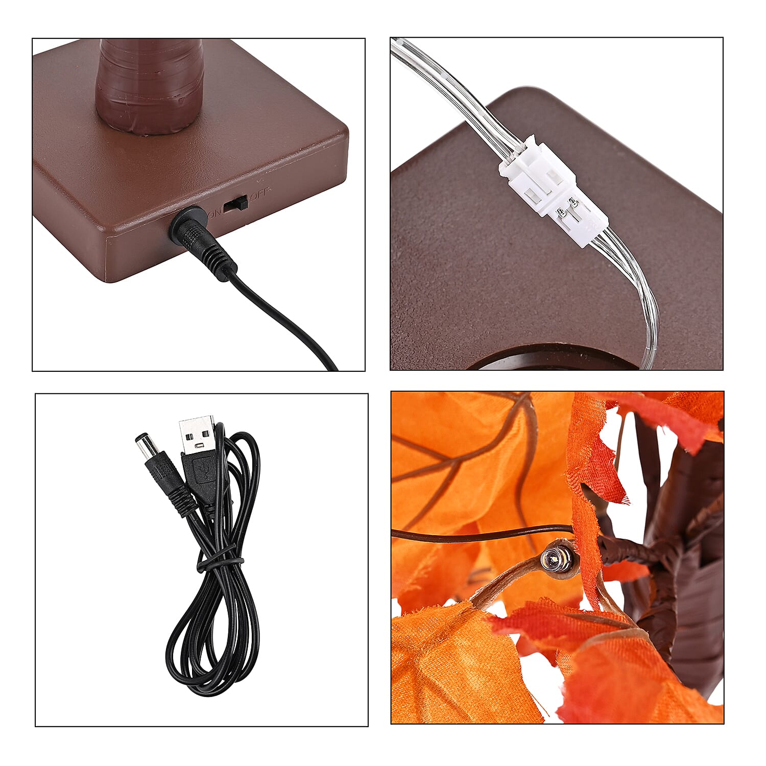 USB Powered Warm Light White Maple Tree with Yellow & Pink Flowers (60cm)