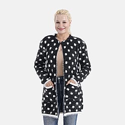 Tamsy Womens Abstract Pattern Winter Coatigan with Pockets (One Size, Fits 8-20) - Purple & White