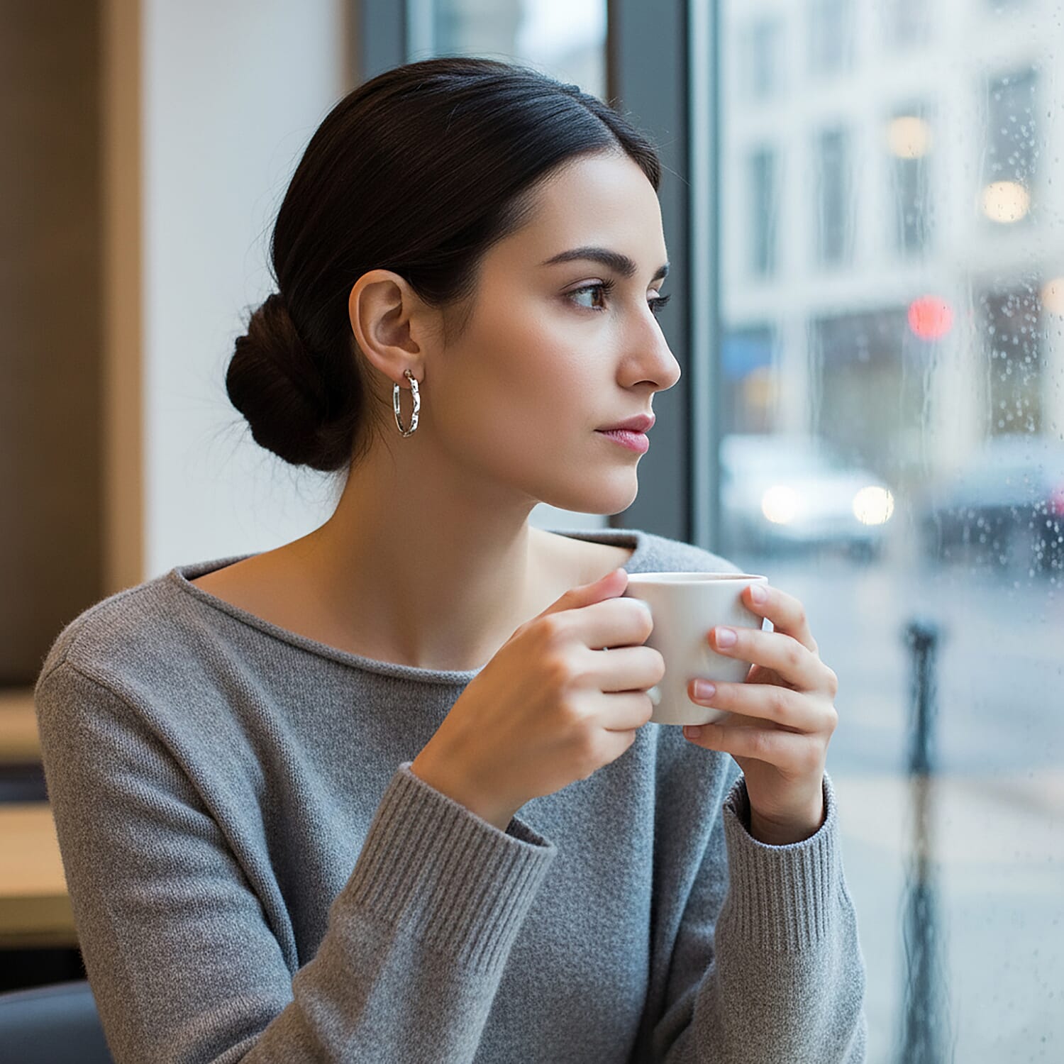 Earring with Hoop in Silver Colour Plated