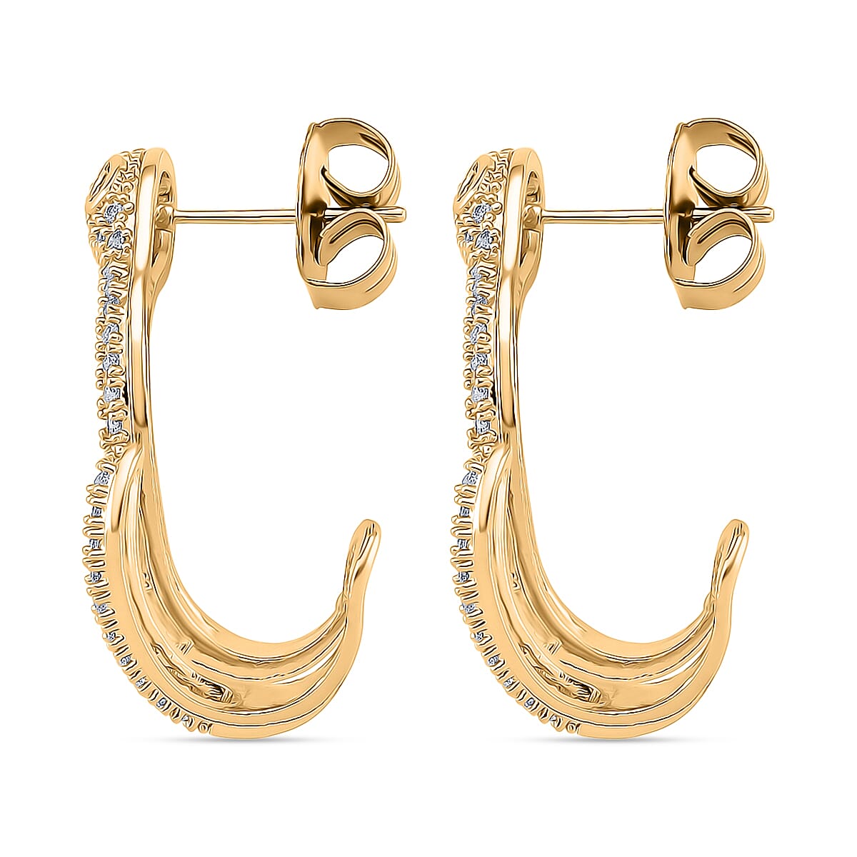 BIGGEST DESIGNER CLOSEOUT - Biacco Collection - White Cubic Zirconia & Green Nanocrystal Earring with Push Back in Yellow Gold Plated