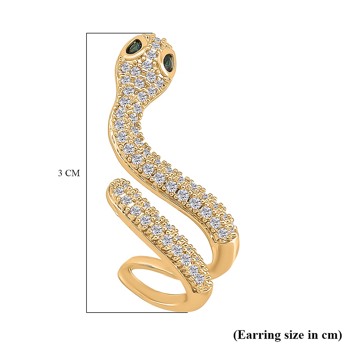 BIGGEST DESIGNER CLOSEOUT - Biacco Collection - White Cubic Zirconia & Green Nanocrystal Earring with Push Back in Yellow Gold Plated