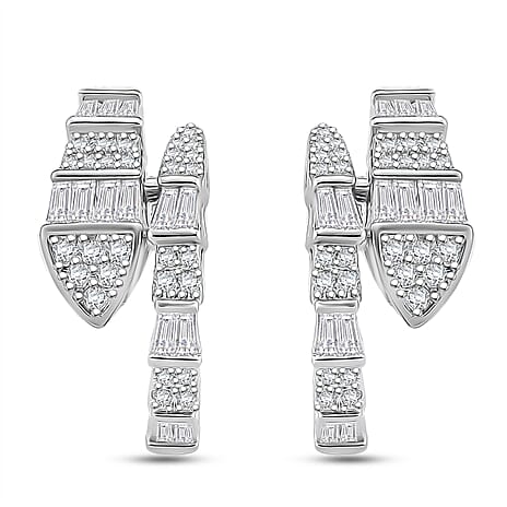 Mega Closeout Deal - Biacco Collection White Cubic Zirconia Earrings with Push Backs in Silver Colour Plated