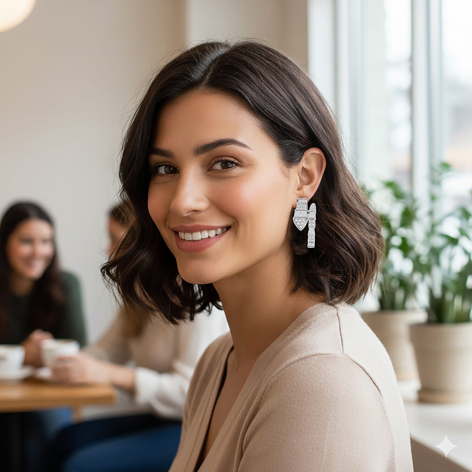 Mega Closeout Deal - Biacco Collection White Cubic Zirconia Earrings with Push Backs in Silver Colour Plated