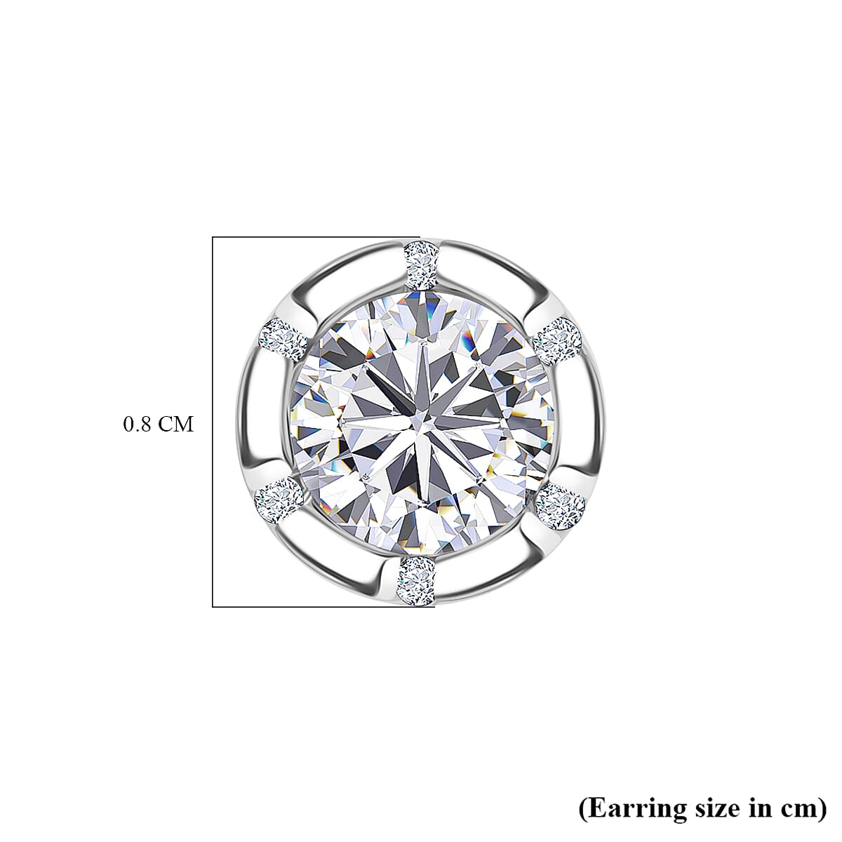 Royal Bali Collection Djoy Moissanite Solitaire Stud Push Post Earring in Rhodium Overlay Sterling Silver 1.79 Ct.