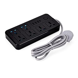 EVERY HOME MUST HAVE - Multi-Functional 6 Plug Socket With 3 Usb Port And A Type C Port- 2 Meter Cable (220-250V) - Black