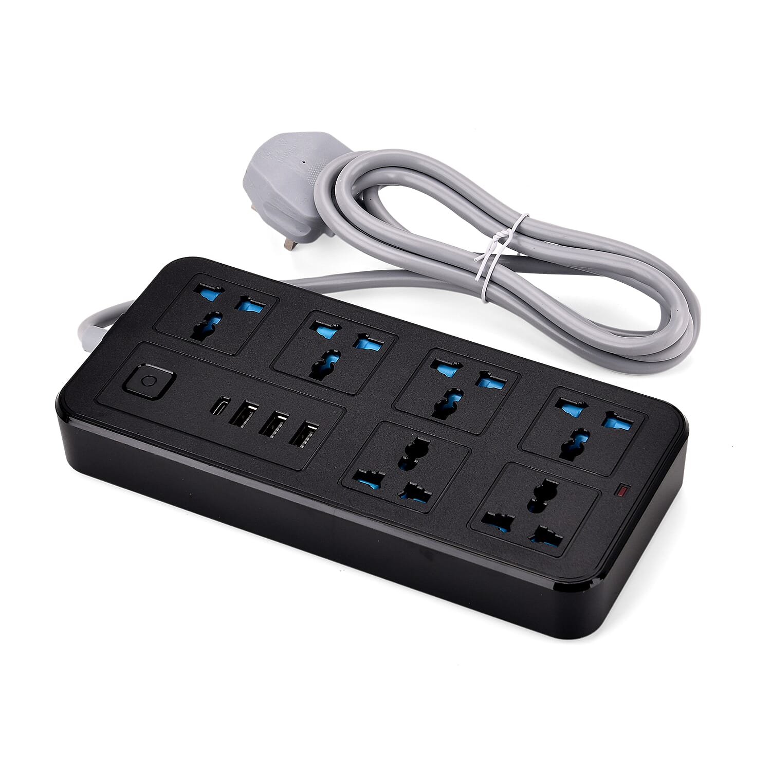 EVERY HOME MUST HAVE - Multi-Functional 6 Plug Socket With 3 Usb Port And A Type C Port- 2 Meter Cable (220-250V) - Black