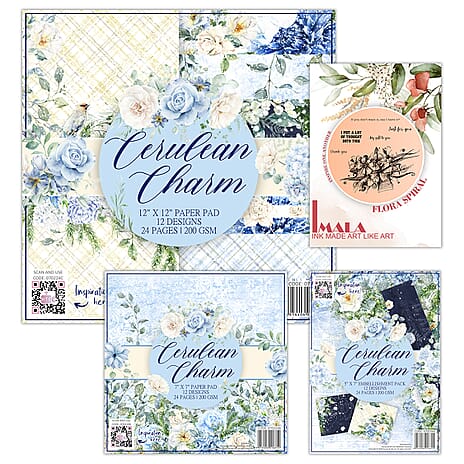 "CERULEAN CHARM PAPER  AND STENCIL BUNDLE   "