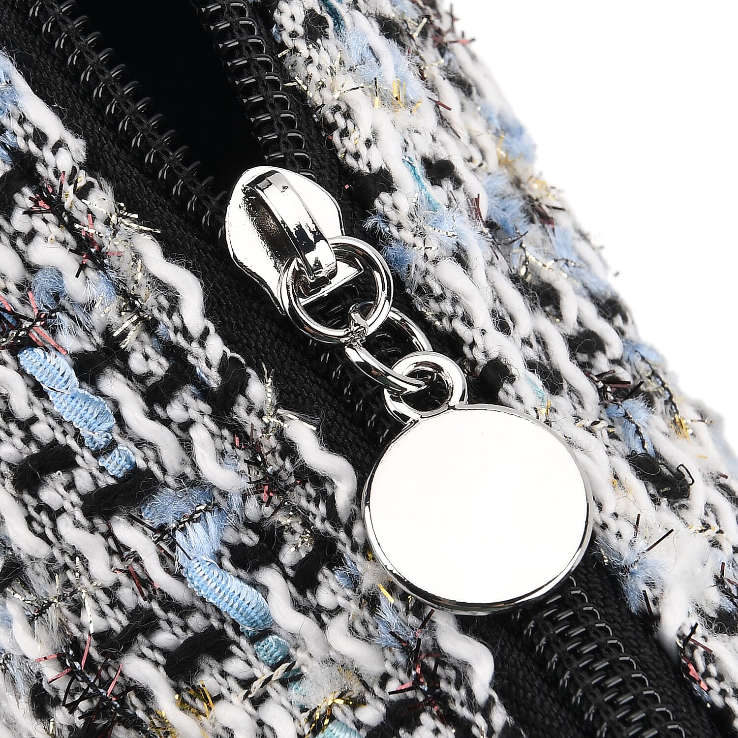 Set of 2 Woven Pattern Cosmetic Bags - White & Black