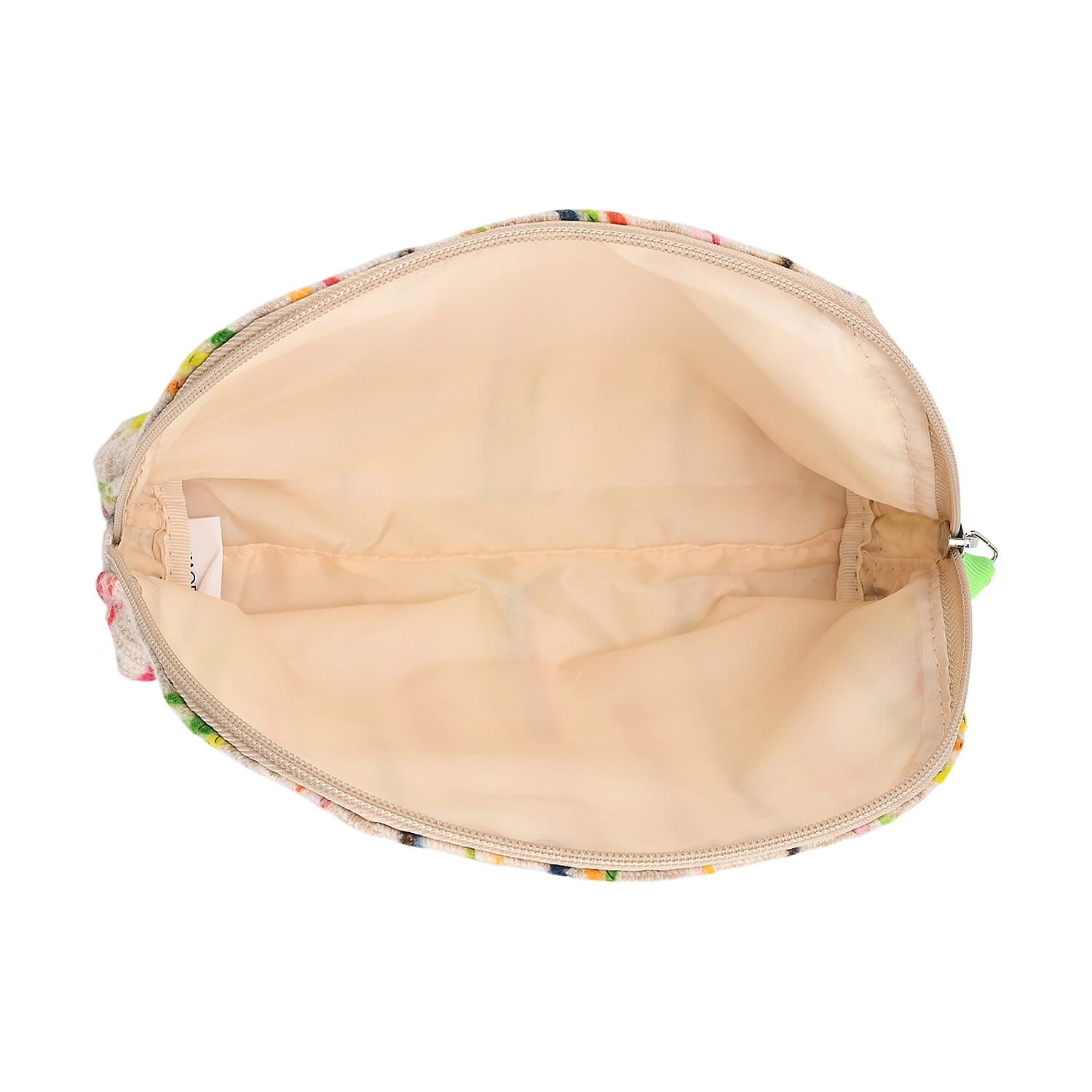 Set of 2 Multi-Colour Woven Pattern Cosmetic Bags - Beige