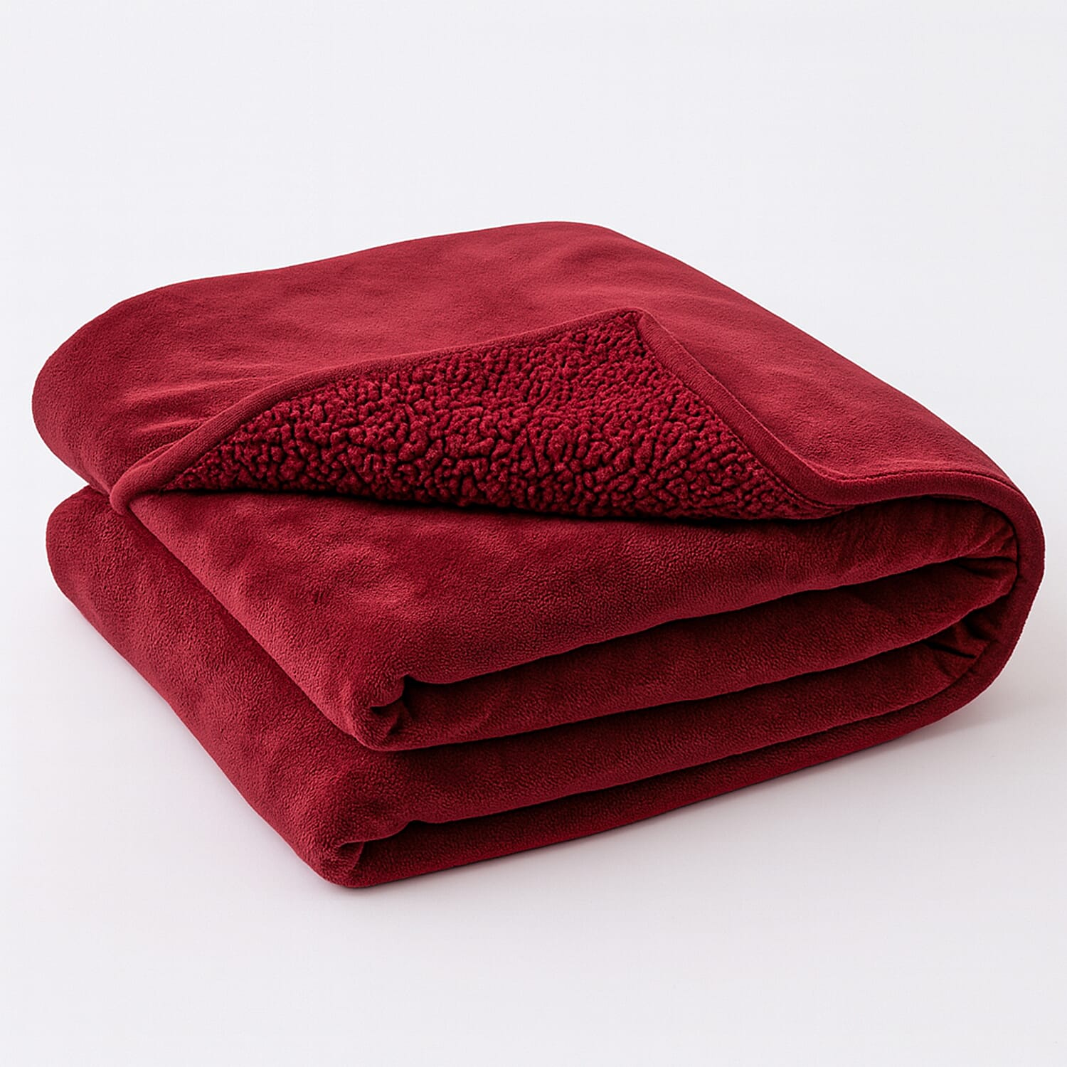 LIVMORE Double Layer Water Resistant Flannel & Sherpa Blanket 510 GSM (200x150 cm) - Burgundy