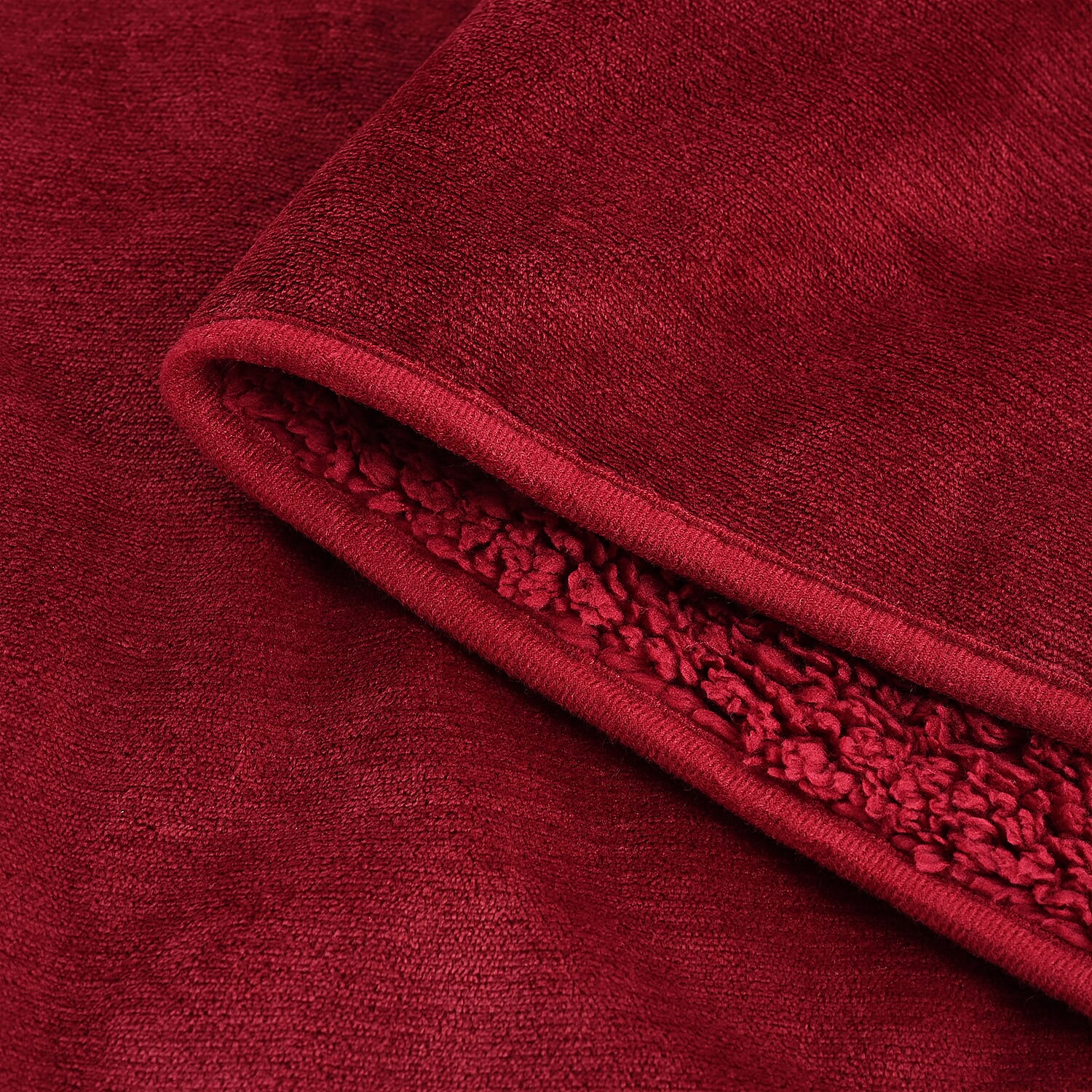 LIVMORE Double Layer Water Resistant Flannel & Sherpa Blanket 510 GSM (200x150 cm) - Burgundy