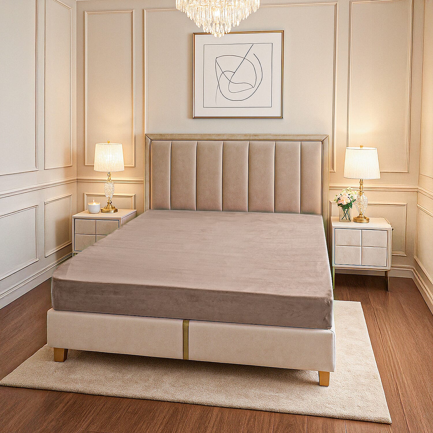 Super Soft Teddy Fleece Hush Haven 6 Piece Comforter Set Includes 2 Taffeta Jacquard Pillowcases and 2 Crystal Velvet Pillowcases Fitted Sheet