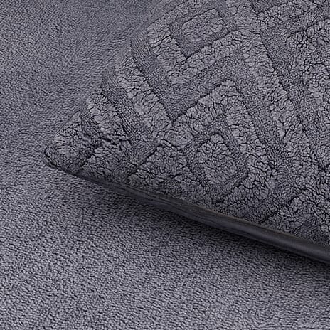 Hush Haven Super Soft Teddy Fleece 6-Piece Comforter Set - Inc. 2 Taffeta Jacquard - 2 Crystal Velvet Pillowcases, Fitted Sheet and a Comforter (King) - Grey