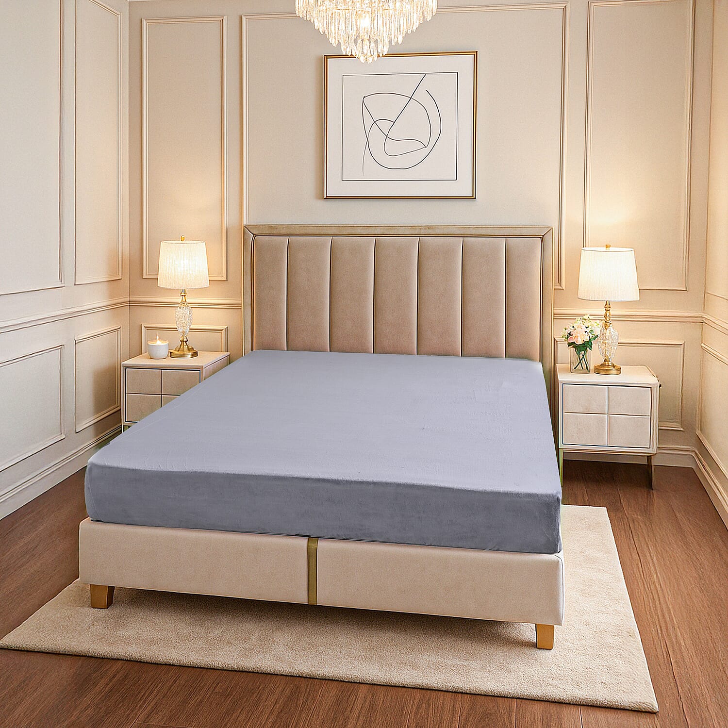 Super Soft Teddy Fleece Hush Haven 6 Piece Comforter Set Includes 2 Taffeta Jacquard Pillowcases and 2 Crystal Velvet Pillowcases Fitted Sheet