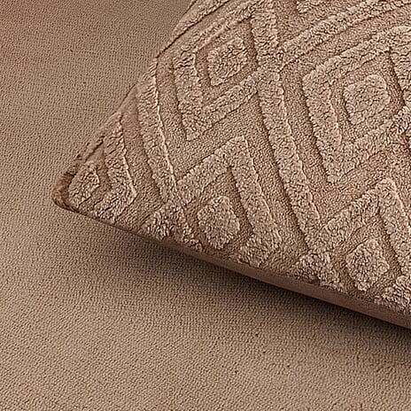 Hush Haven Super Soft Teddy Fleece 6-Piece Comforter Set - Inc. 2 Taffeta Jacquard - 2 Crystal Velvet Pillowcases, Fitted Sheet and a Comforter (King) - Brown