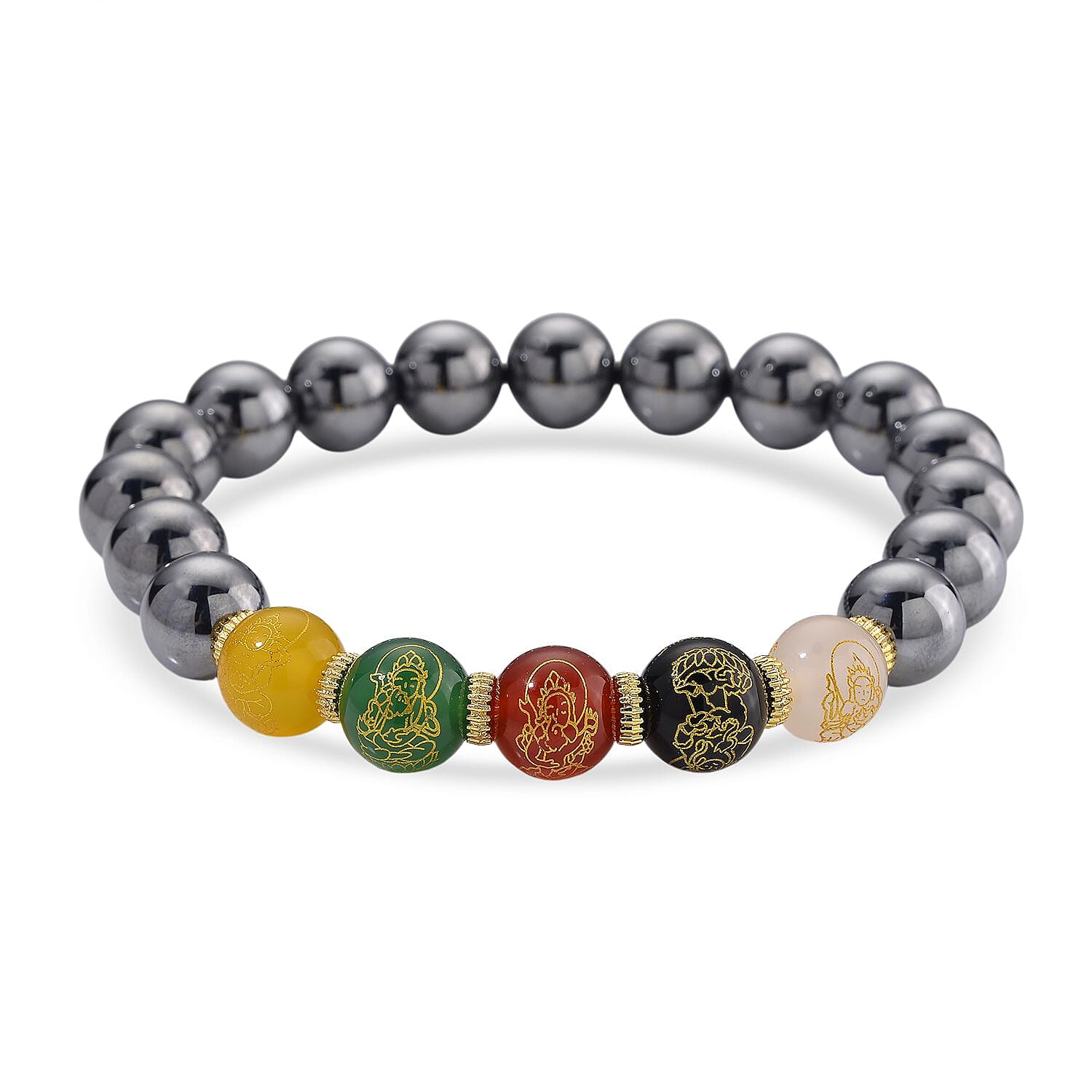Terahertz & Multi Color Agate (Size - 7.5 Streachable) Bracelet 120.00 Ct.