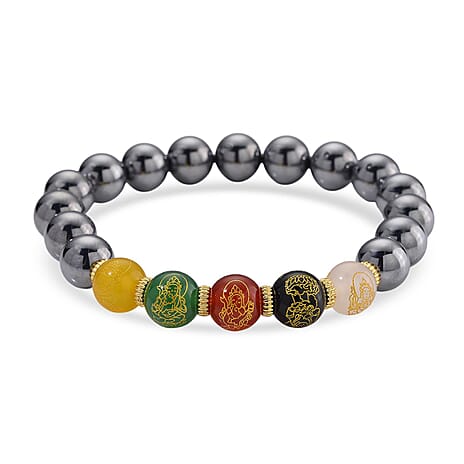 Terahertz & Multi Color Agate (Size - 7.5 Streachable) Bracelet 120.00 Ct.