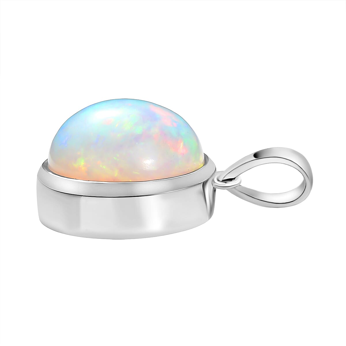 Rhapsody 950 Platinum AAAA Ethiopian Opal Solitaire Pendant 5.05 Ct, Platinum Wt. 4.74 Gms.