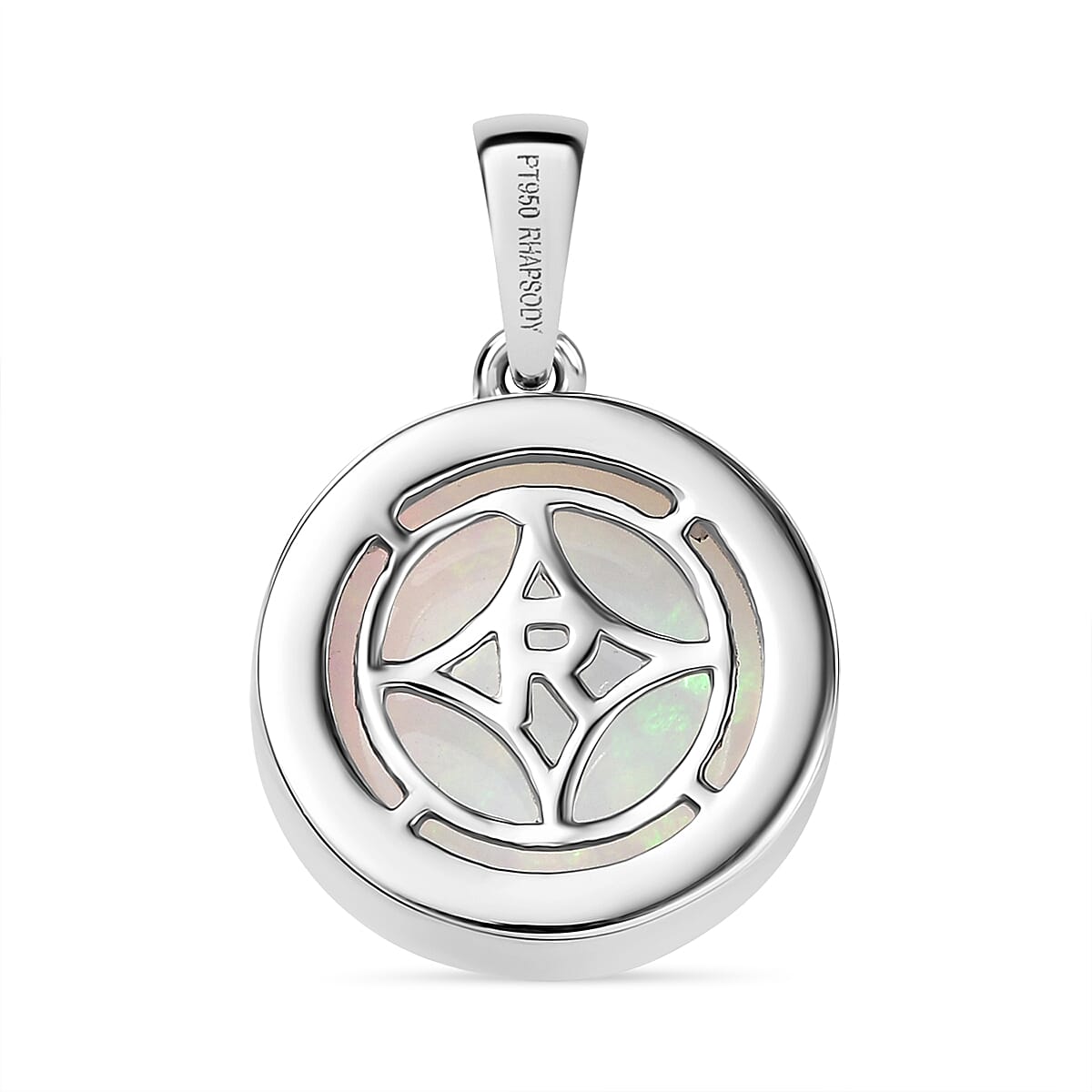 Rhapsody 950 Platinum AAAA Ethiopian Opal Solitaire Pendant 5.05 Ct, Platinum Wt. 4.74 Gms.