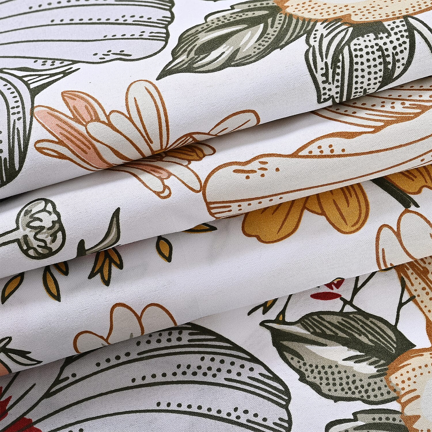 Hush Haven 6 Piece Digital Floral Print Duvet Cover Set - Inc. 1 Duvet Cover, 1 Fitted Sheet with 2 Housewife - 2 Oxford Pillowcases (Double) - Cream