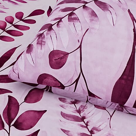 Hush Haven 6 Piece Digital Floral Print Duvet Cover Set - Inc. 1 Duvet Cover, 1 Fitted Sheet with 2 Housewife - 2 Oxford Pillowcases (King) - Pink