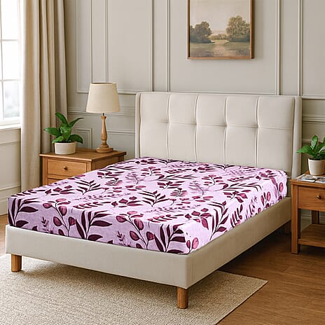 Hush Haven 6 Piece Digital Floral Print Duvet Cover Set - Inc. 1 Duvet Cover, 1 Fitted Sheet with 2 Housewife - 2 Oxford Pillowcases (King) - Pink