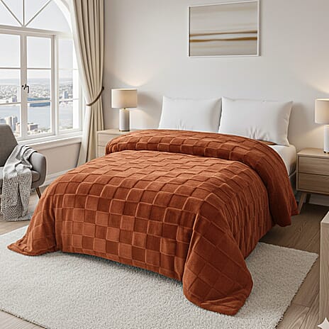 Hush Haven Patterned Blanket (Size 200x1 cm) - Rust & Rust