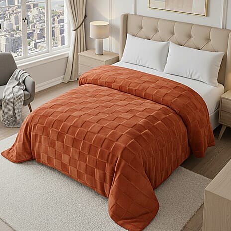 Hush Haven Patterned Blanket (Size 200x1 cm) - Rust & Rust