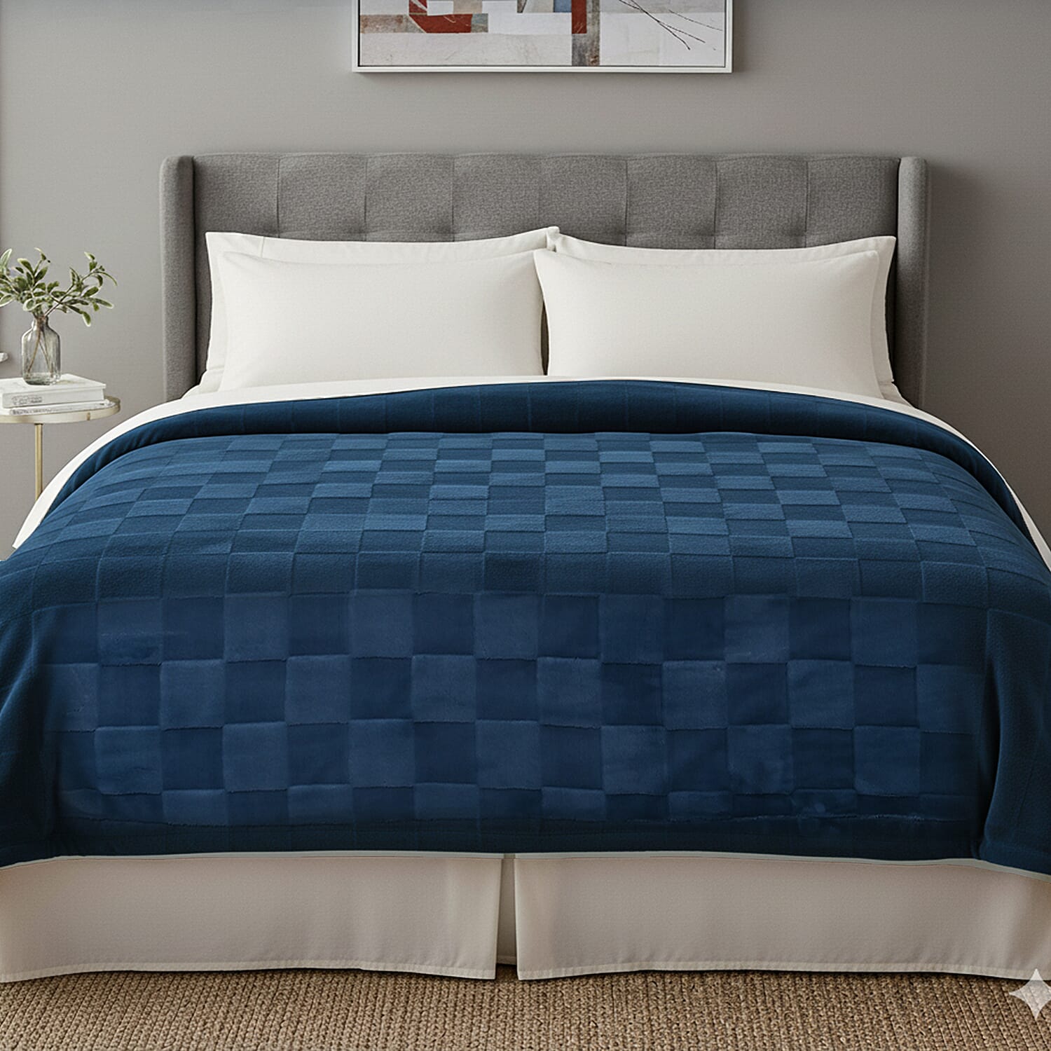 Hush Haven Patterned Blanket (Size 200x1 cm) - Blue & Rust