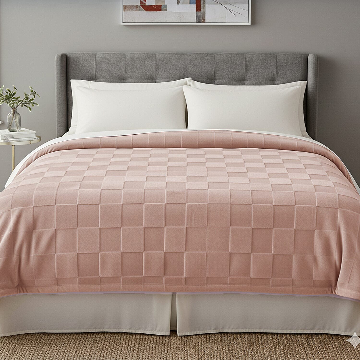 Hush Haven Patterned Blanket (Size 200x1 cm) - Beige & Rust