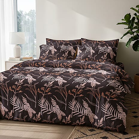 Hush Haven 6 Piece Botanical Digital Print Duvet Cover Set (Double) - Brown