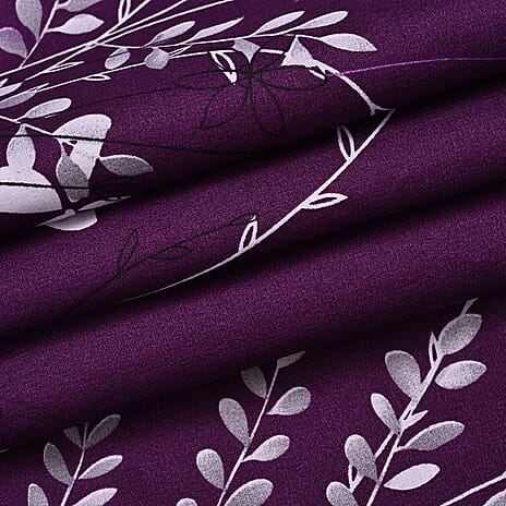 Hush Haven 6 Piece Botanical Digital Print Duvet Cover Set (King) - Purple