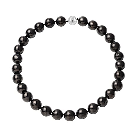 Rare Size Natural Shungite Necklace (Size - 20) With Rhodium Overlay Sterling Silver Magnetic Clasp 750.00 Ct.