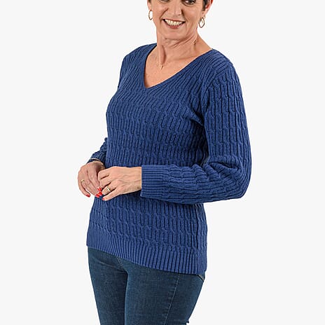 Sugar Crisp Acrylic Knitted Jumper (Size - Medium) - Denim