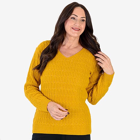 Sugar Crisp Acrylic Knitted Jumper (Size - Small) - Mustard