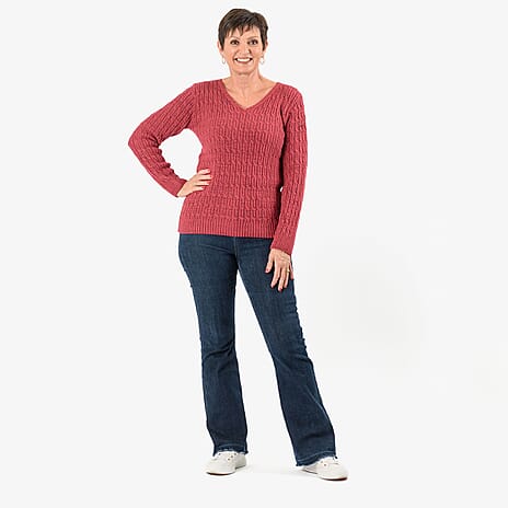 Sugar Crisp Acrylic Knitted Jumper (Size - Small) - Raspberry