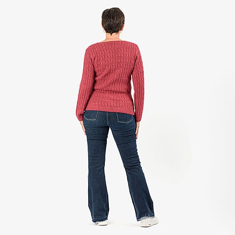 Sugar Crisp Acrylic Knitted Jumper (Size - XL) - Raspberry