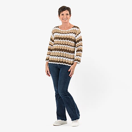 Sugar Crisp Acrylic Knitted Jumper (Size - Medium) - Brown