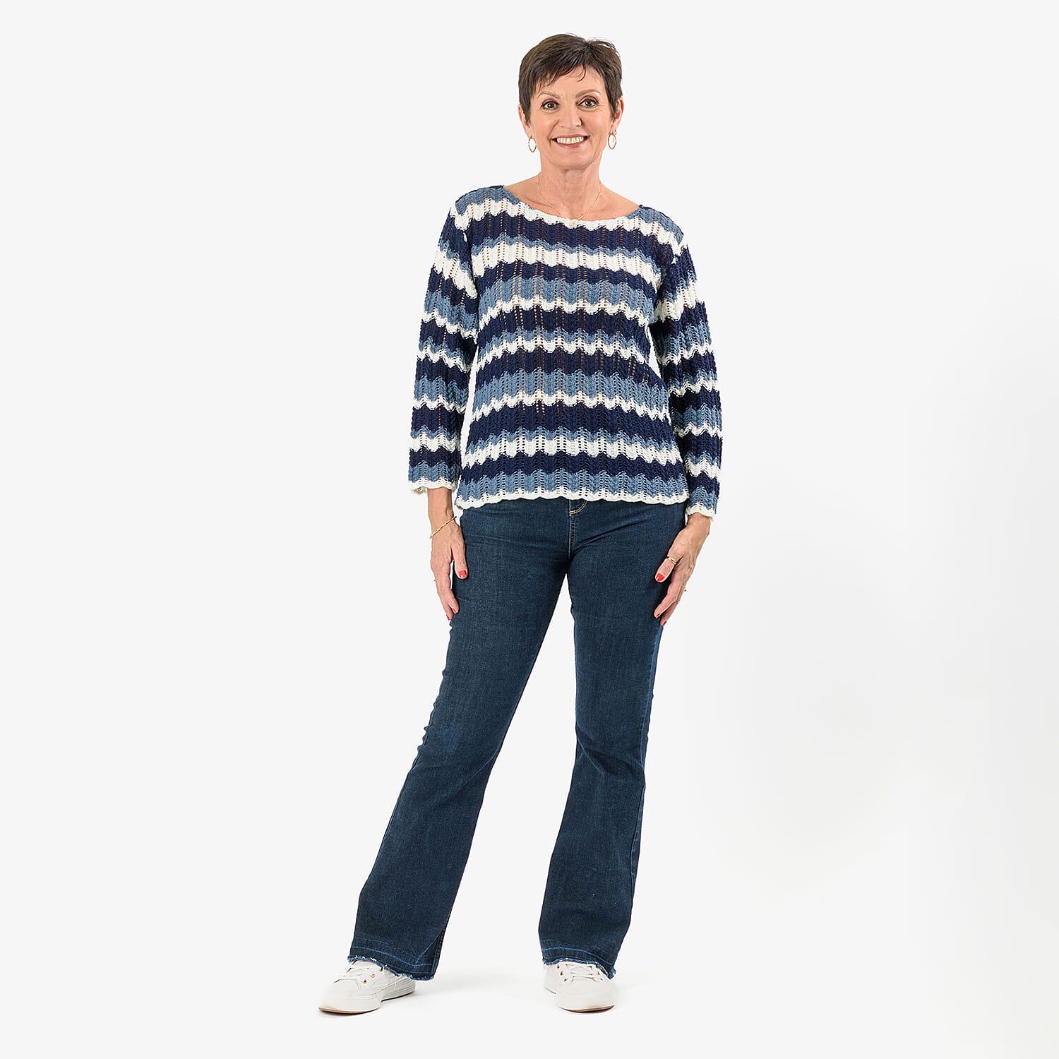 Sugar Crisp Chevronwave Stripe Textured Jumper 