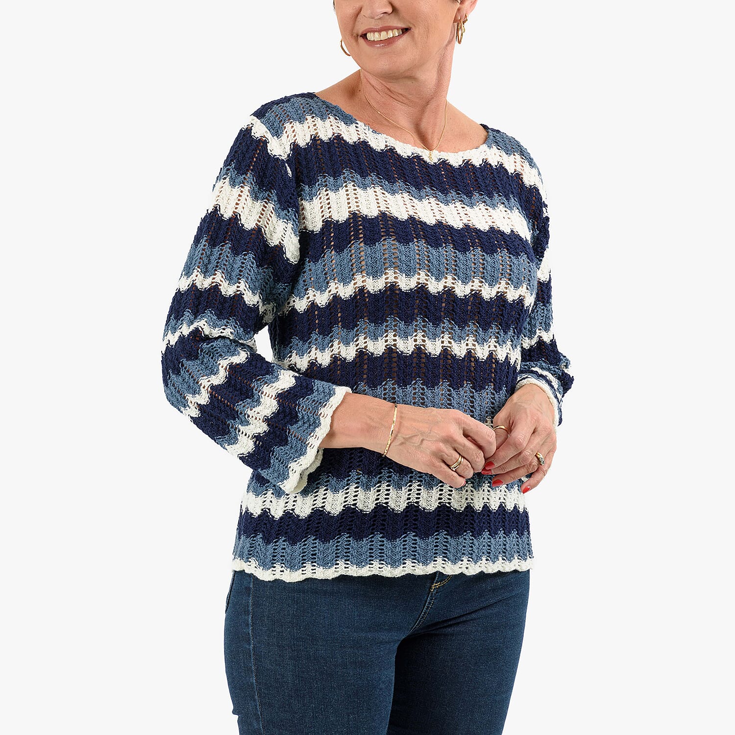 Sugar Crisp Chevronwave Stripe Textured Jumper 