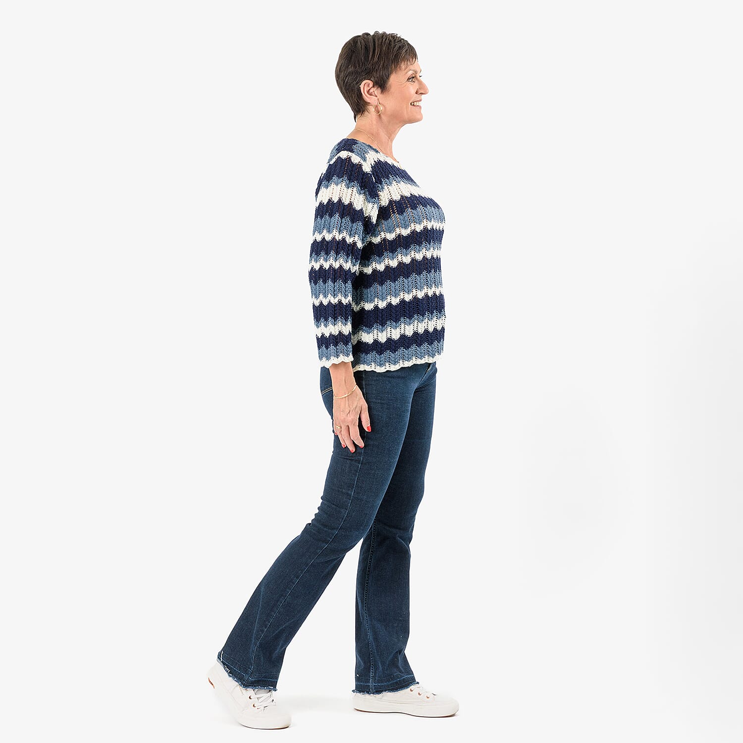 Sugar Crisp Chevronwave Stripe Textured Jumper 