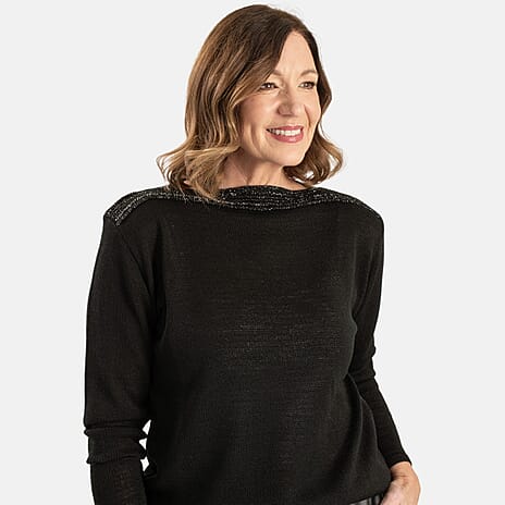 Sugar Crisp Acrylic Knitted Top (Size - Medium) - Black