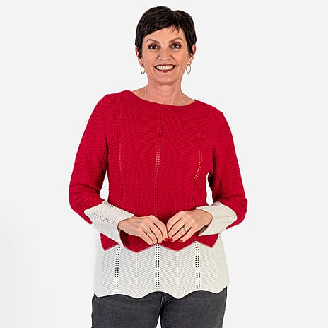 Sugar Crisp Chevron Jumper (Size M) - Red - Off-White