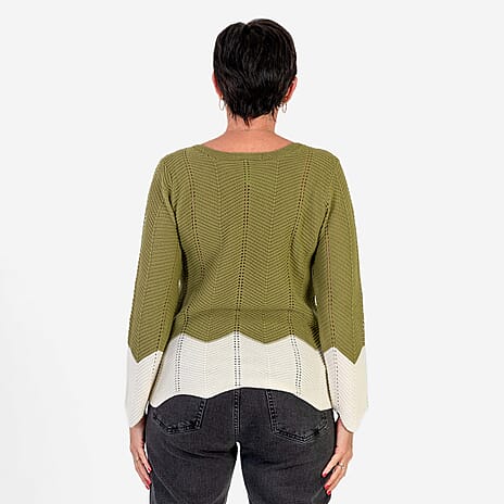 Sugar Crisp Chevron Jumper (Size S) - Green - Off-White