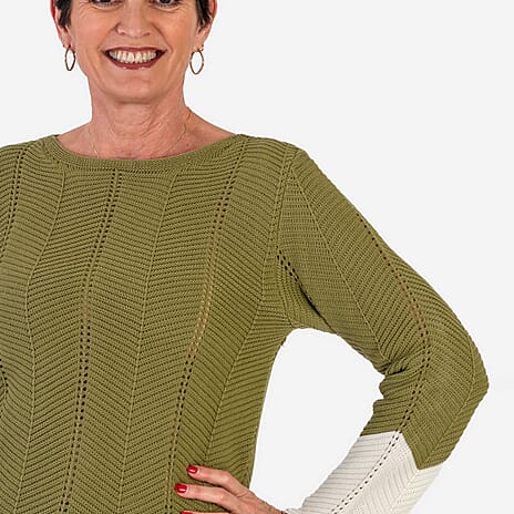 Sugar Crisp Chevron Jumper (Size S) - Green - Off-White