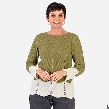 Sugar Crisp Chevron Jumper (Size XL) - Green - Off-White