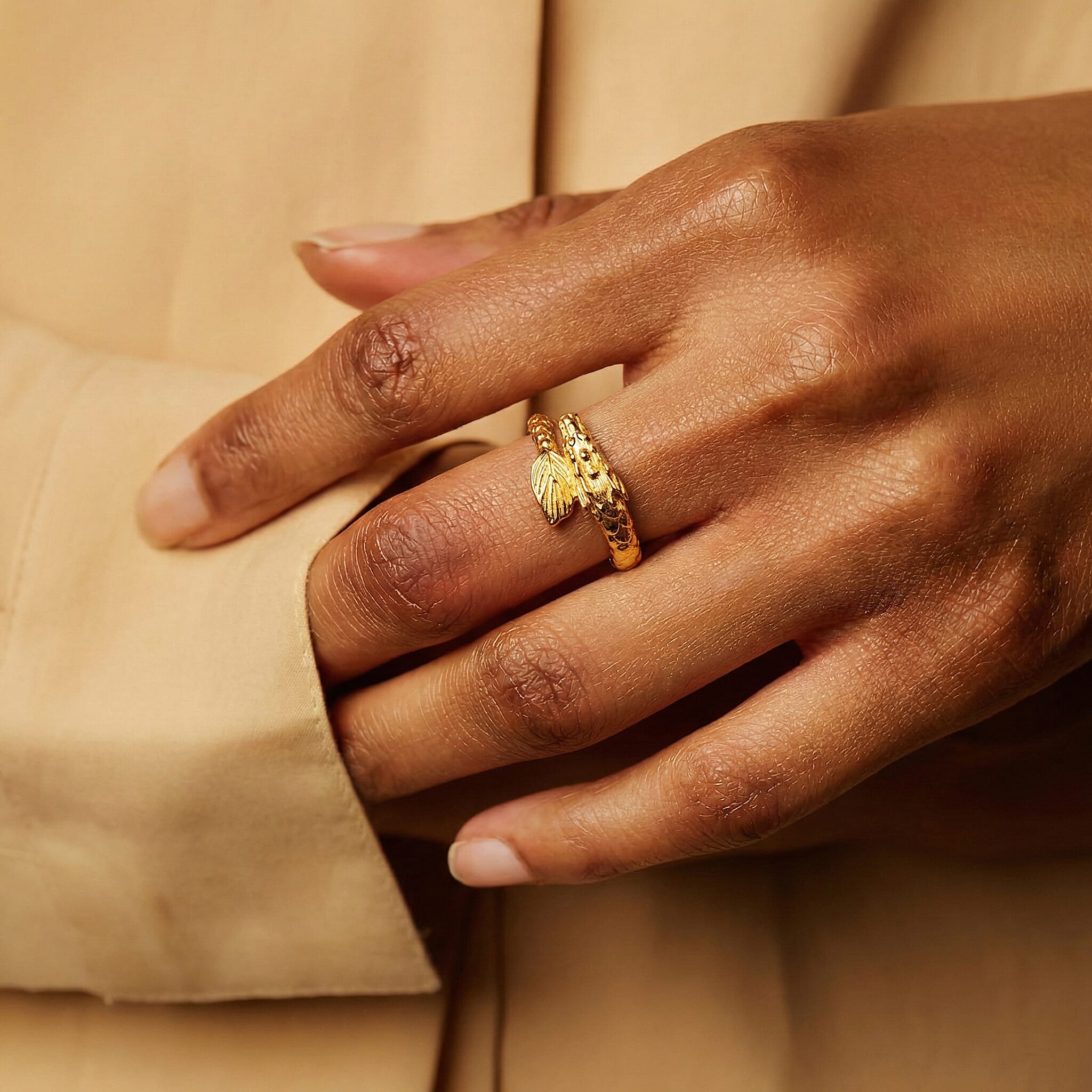 Close Out Deal - 9K Yellow Gold HANDMADE Dragon Ring