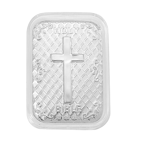 999 White Platinum Embossed Bible Cross Bar