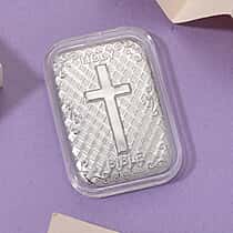 999 White Platinum Embossed Bible Cross Bar